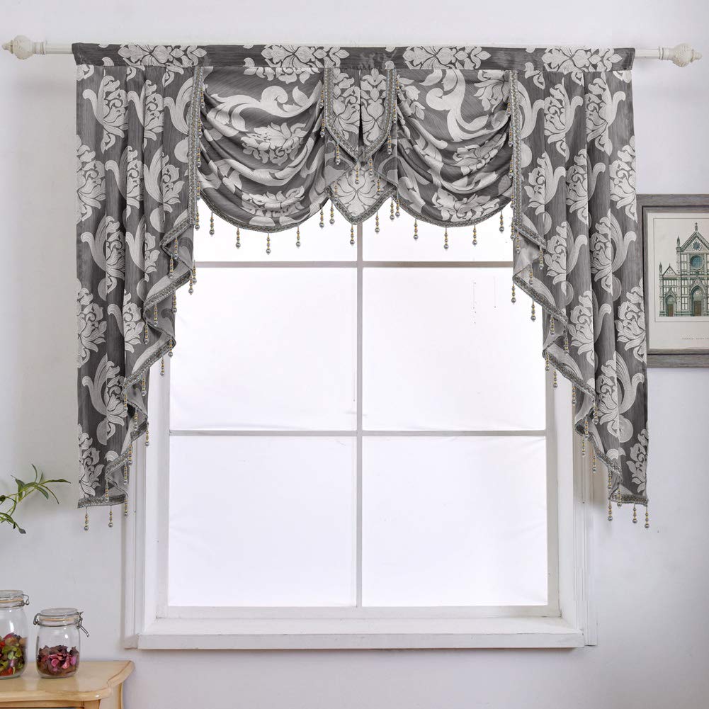 NAPEARL European Jacquard Waterfall Swag Curtain Valance