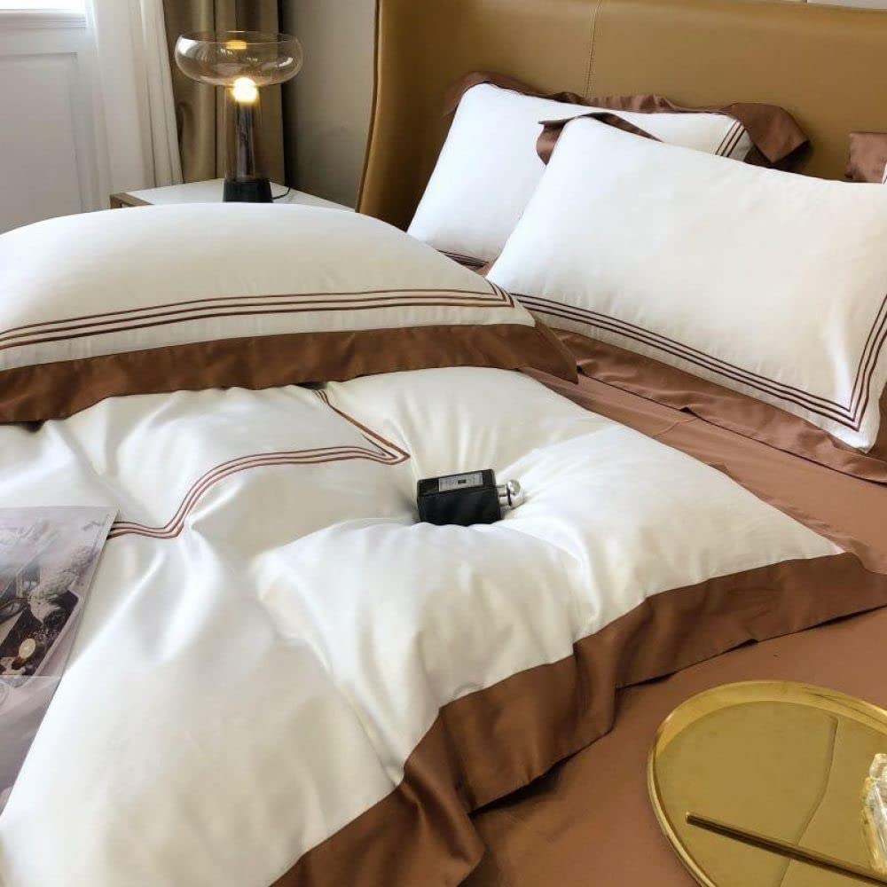 1000TC Embroidered Queen Duvet Cover Set, 4-Piece