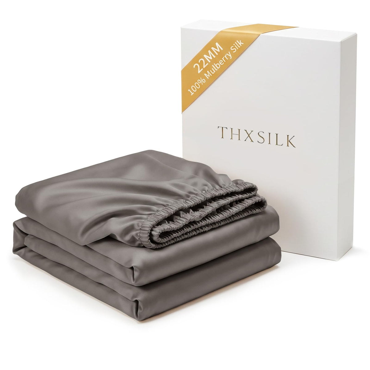 THXSILK 22 Momme Mulberry Silk Fitted Sheet, 16" Deep Pocket