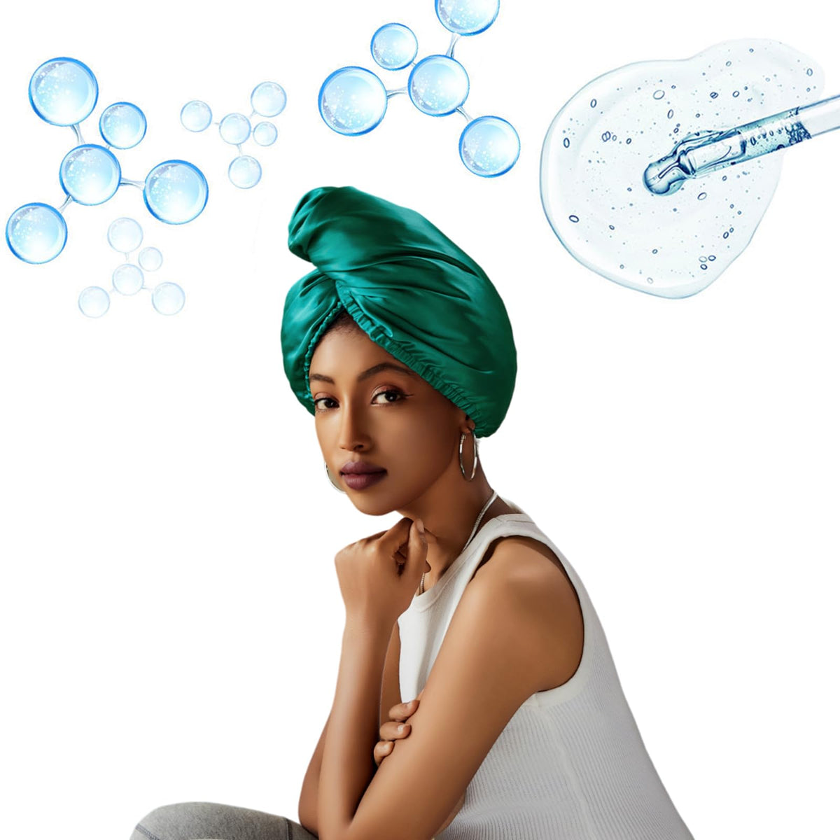 PROMEED Hyaluronic-Infused 23 Momme Mulberry Silk Hair Turban