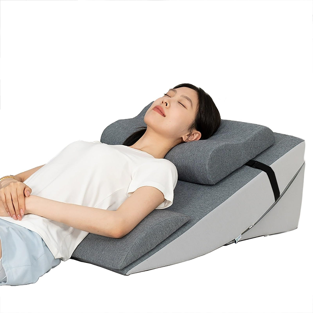 Blue Memory Foam Bed Wedge Pillow with Washable Cover