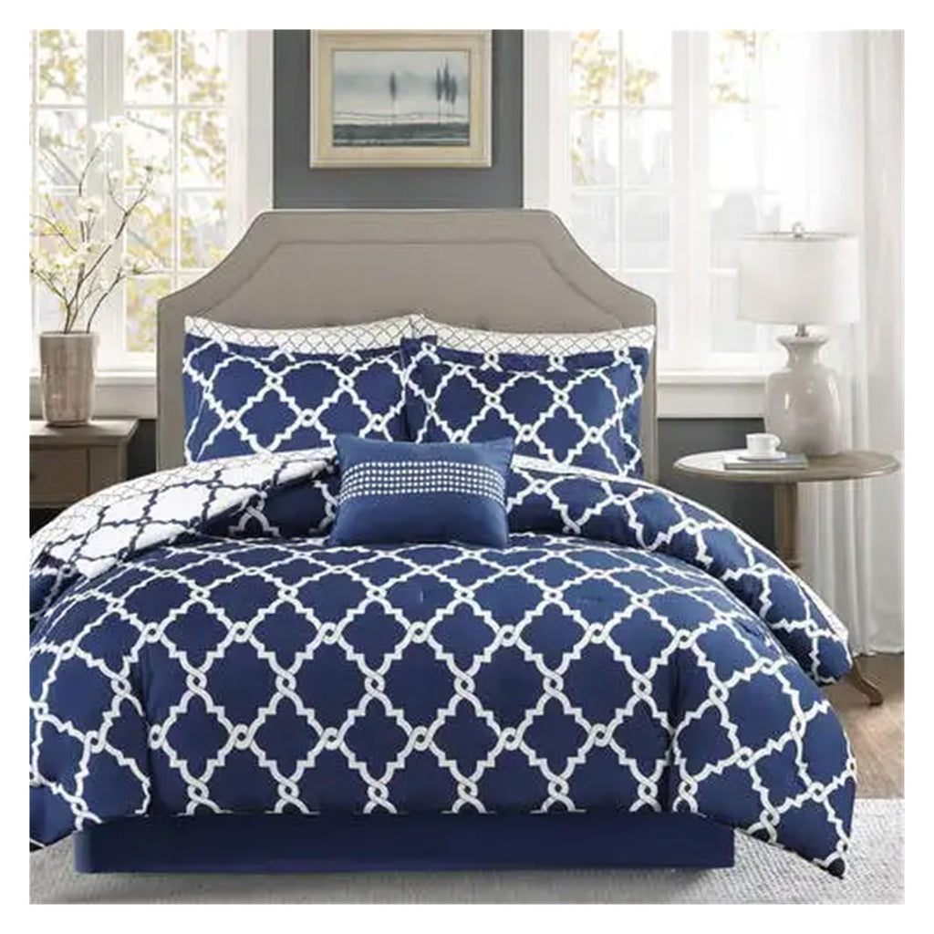 YUSIWOAL Navy Reversible Bed-in-a-Bag Comforter Set