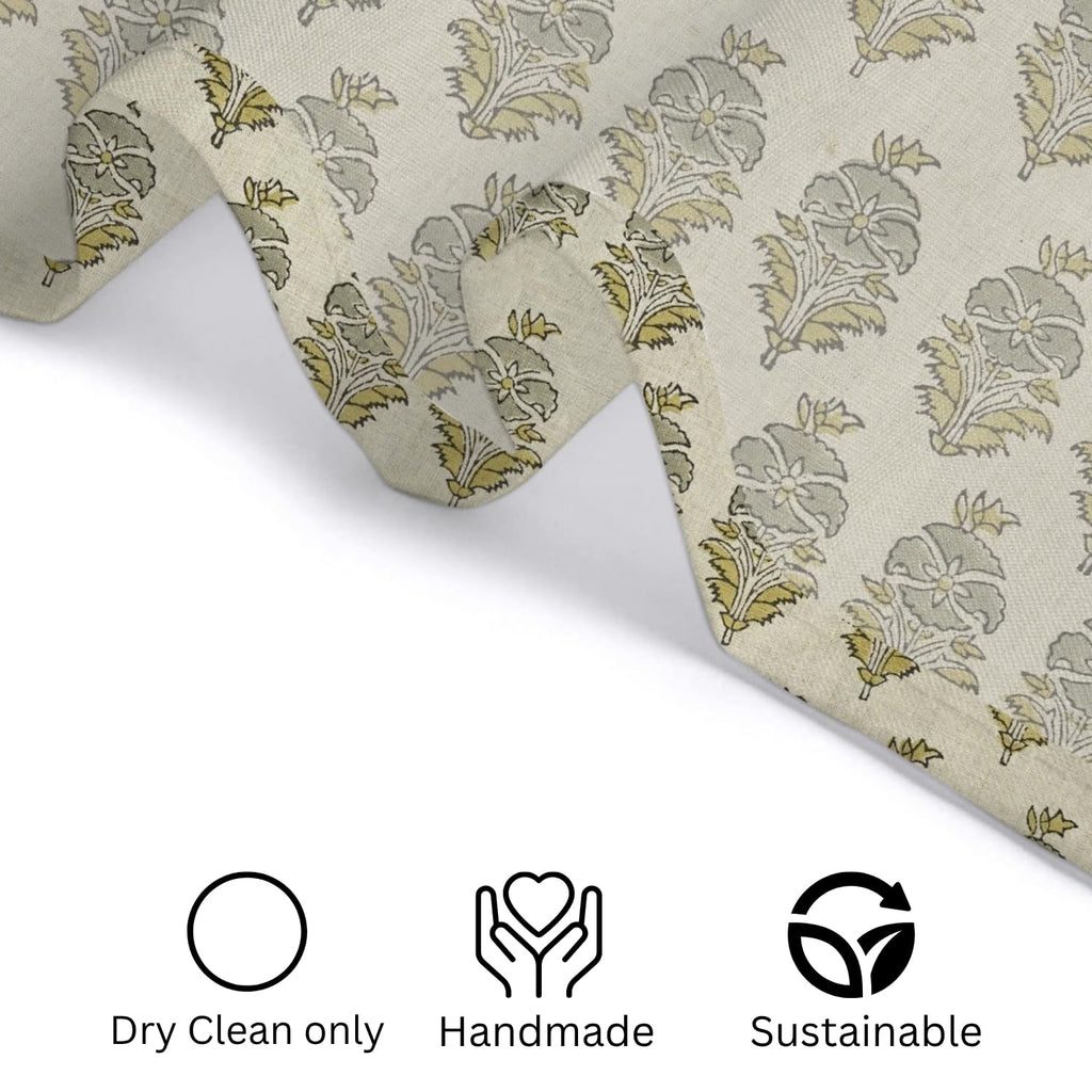 Fabritual Handmade Floral Block Print Shower Curtain