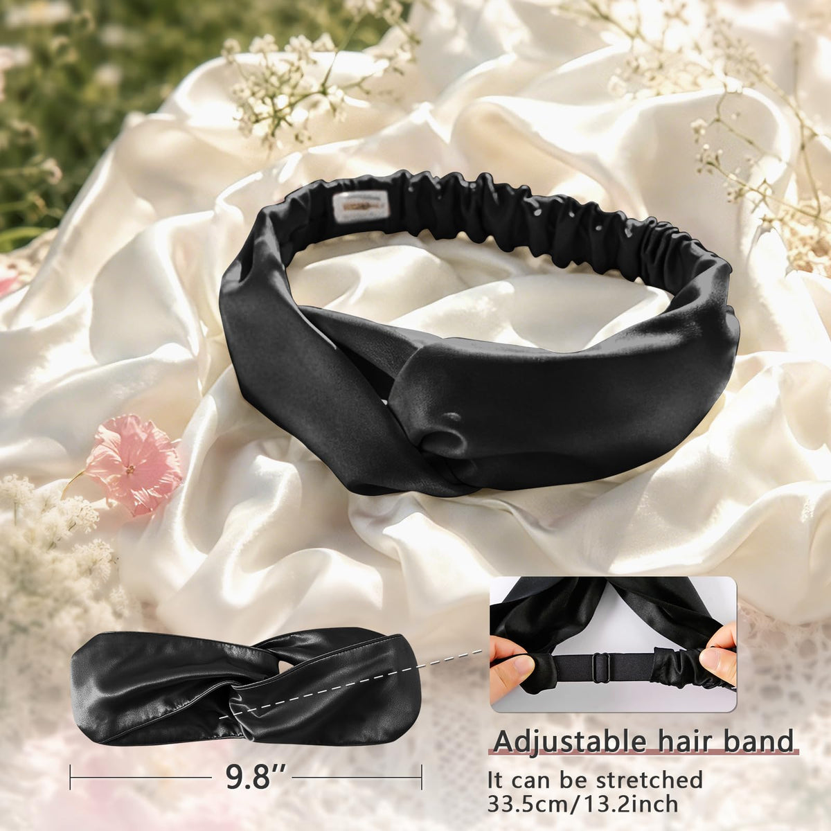 ZIMASILK Adjustable Mulberry Silk Elastic Headband