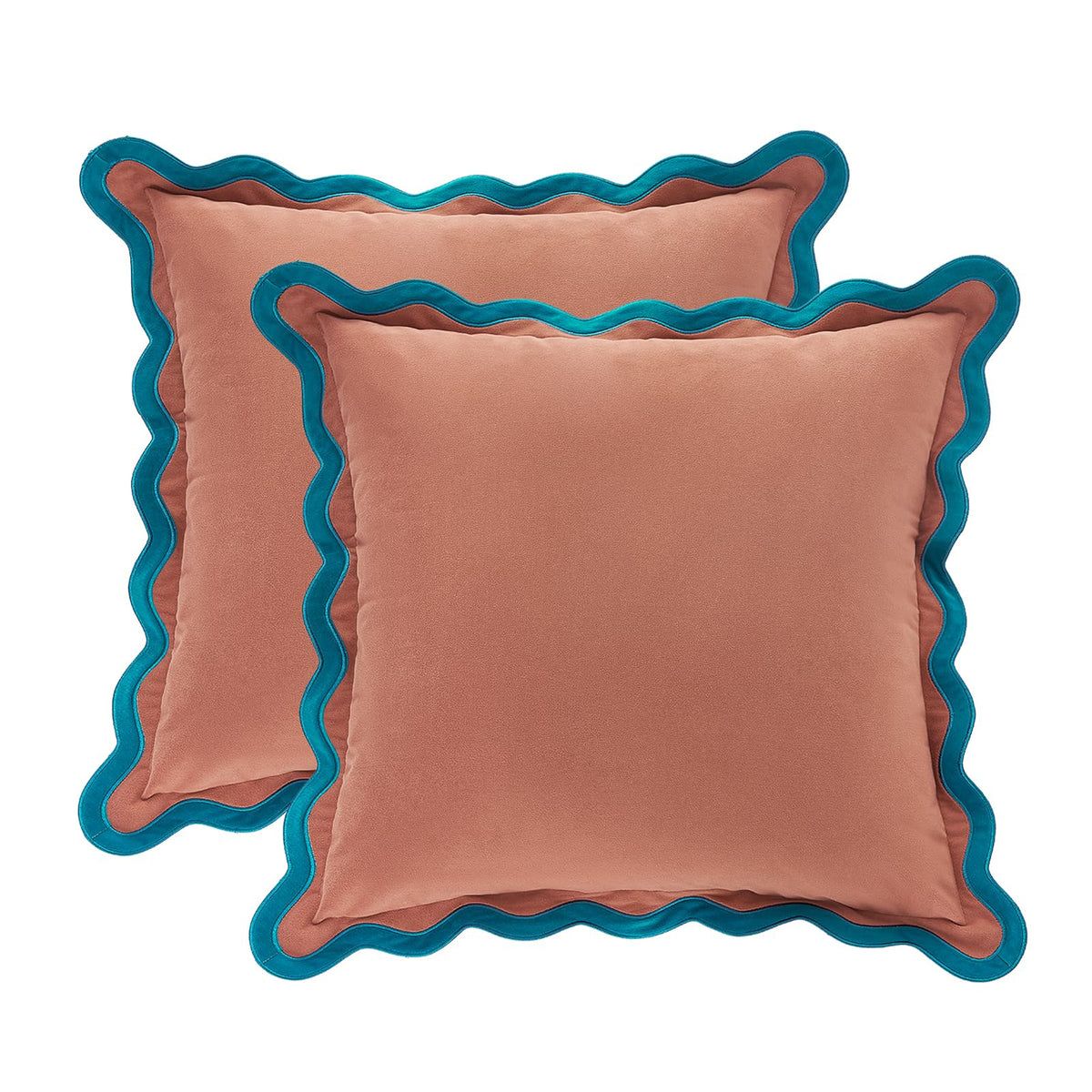 MONDAY MOOSE Velvet Scalloped Throw Pillow Covers, Set of 2