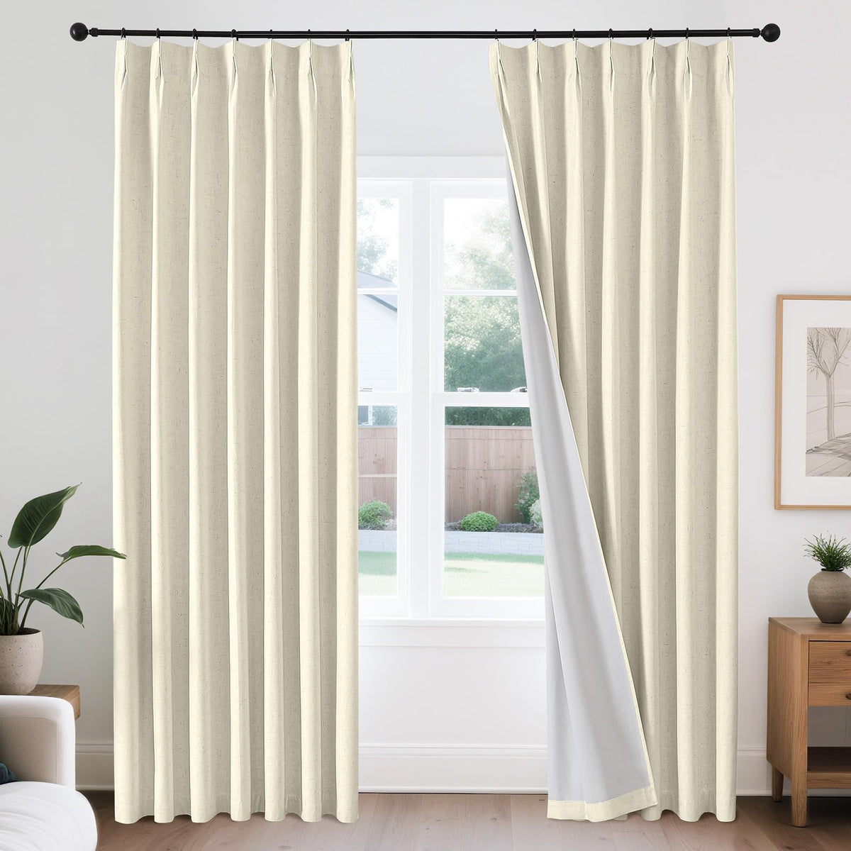 Joydeco ZJM647 Light-Filtering Linen-Blend Curtains
