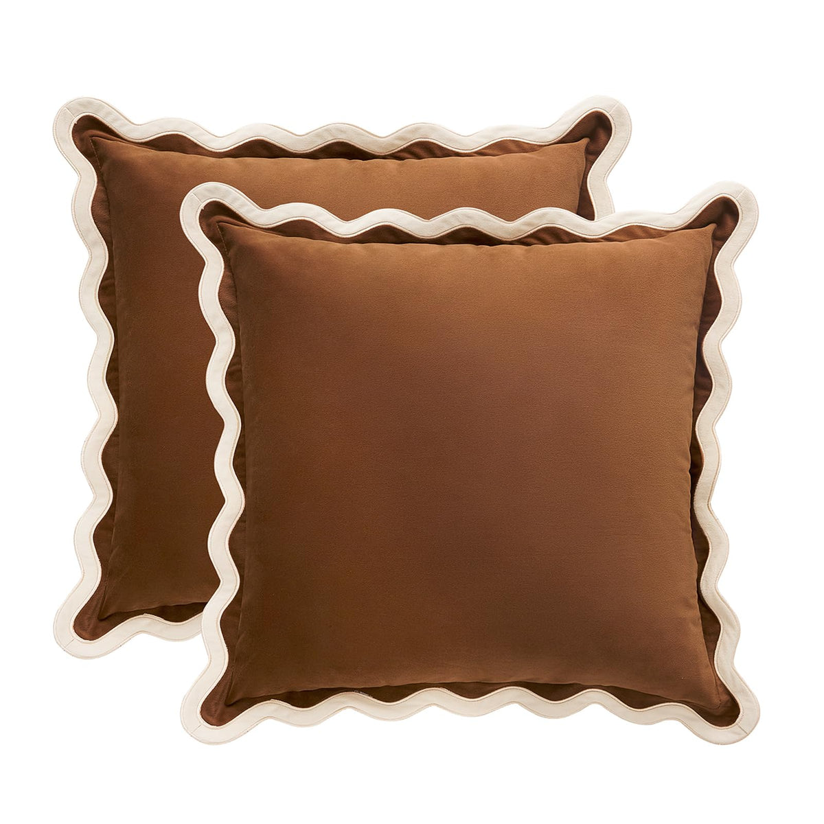 MONDAY MOOSE Velvet Scalloped Throw Pillow Covers, Set of 2
