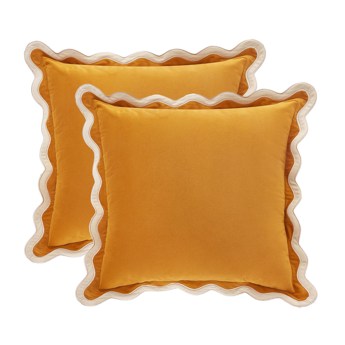 MONDAY MOOSE Velvet Scalloped Throw Pillow Covers, Set of 2