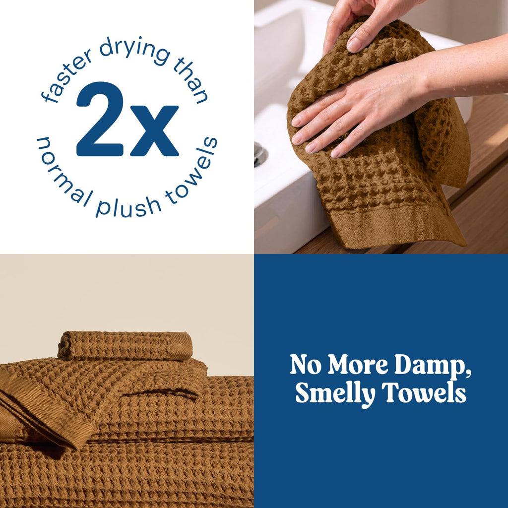 ONSEN Golden Ochre Supima Cotton Waffle Bath Sheet Set