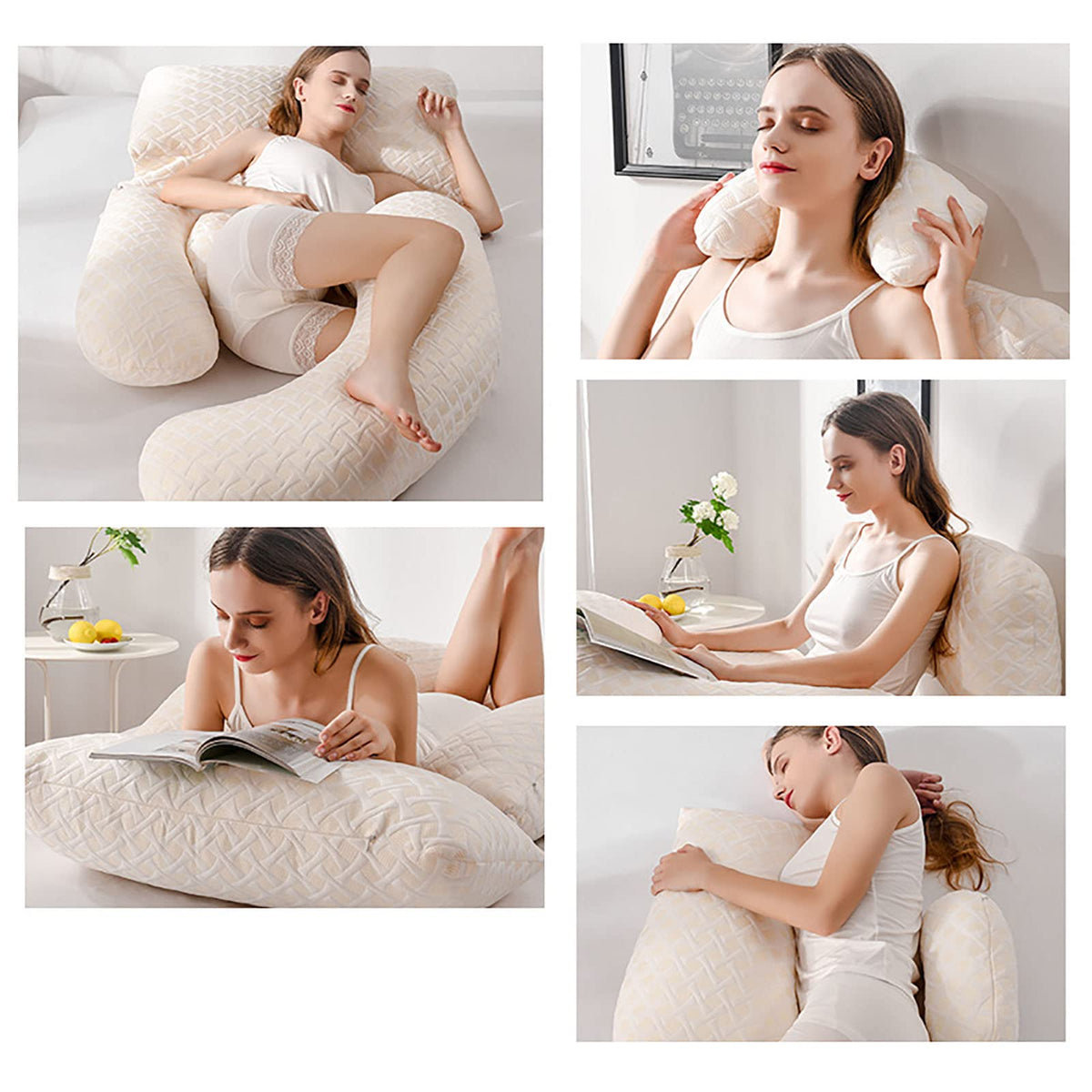 U-Shaped Full-Length Maternity Pillow with Velvet Cover