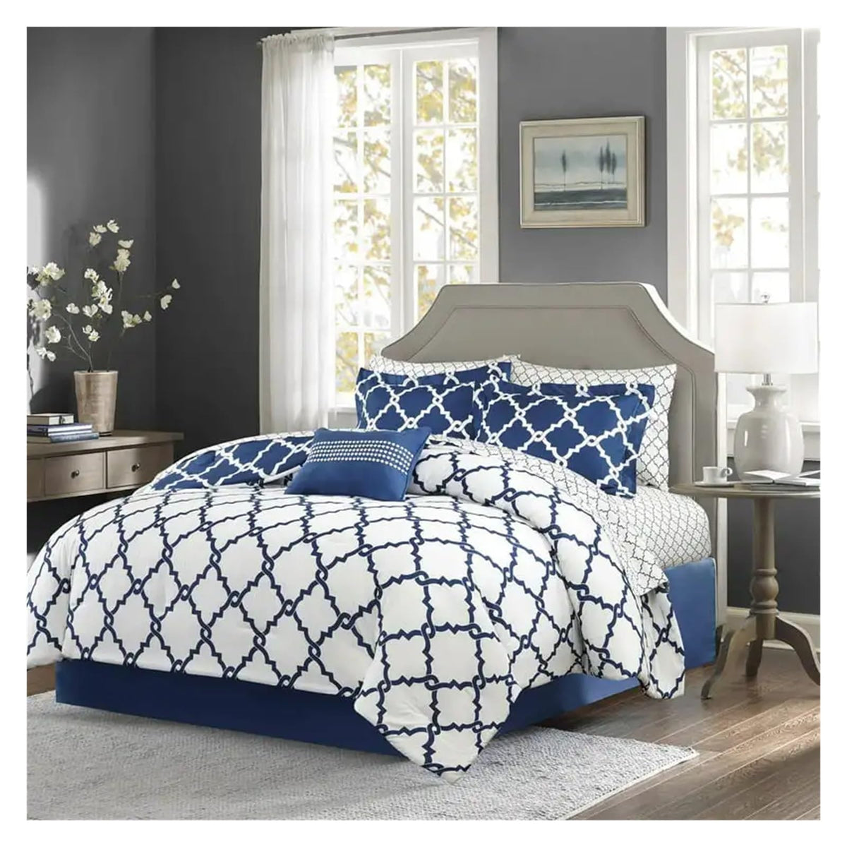 YUSIWOAL Navy Reversible Bed-in-a-Bag Comforter Set