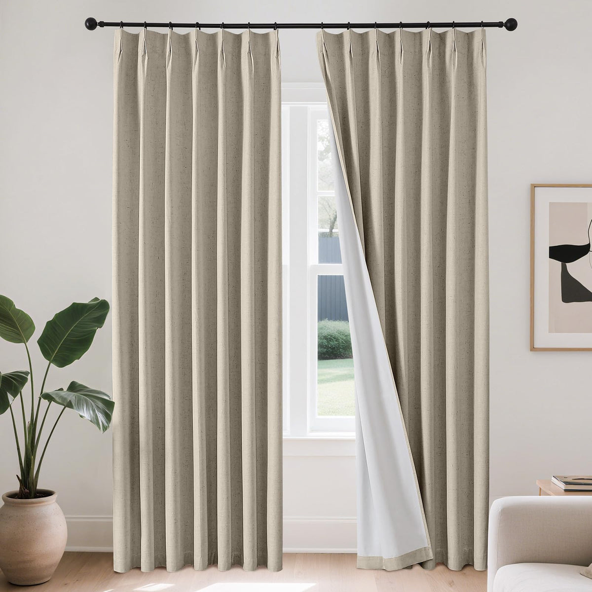 Joydeco ZJM647 Light-Filtering Linen-Blend Curtains