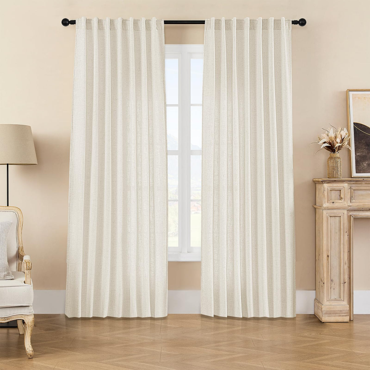 Joydeco ZJM647 Light-Filtering Linen-Blend Curtains