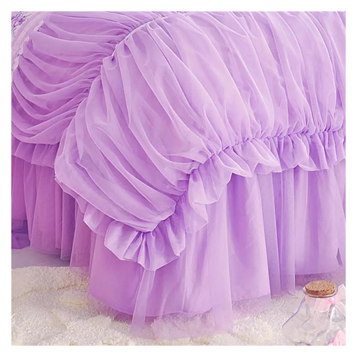 AdduE Cotton Purple Floral Lace Princess Duvet Cover Set