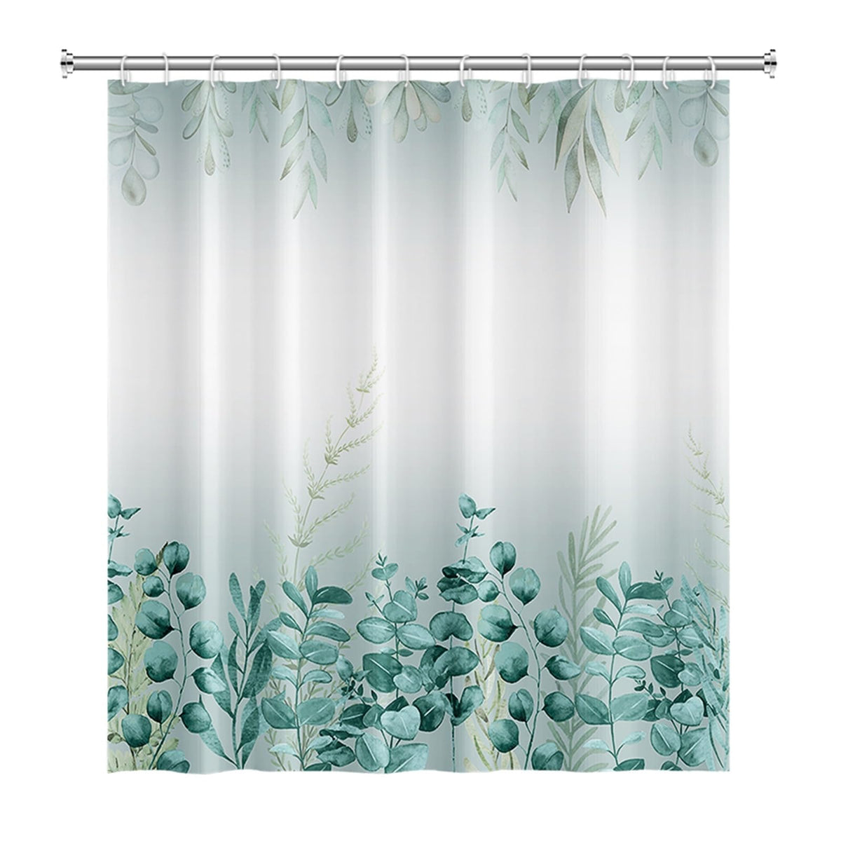 SRJUSV Floral Shower Curtain with Snap-In Liner & Sheer Window
