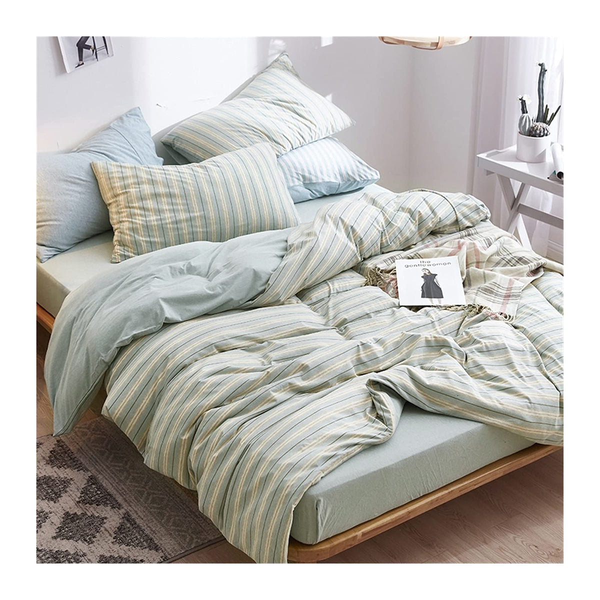 Soft Jersey Knit Cotton Queen Duvet Cover Set, 4-Piece