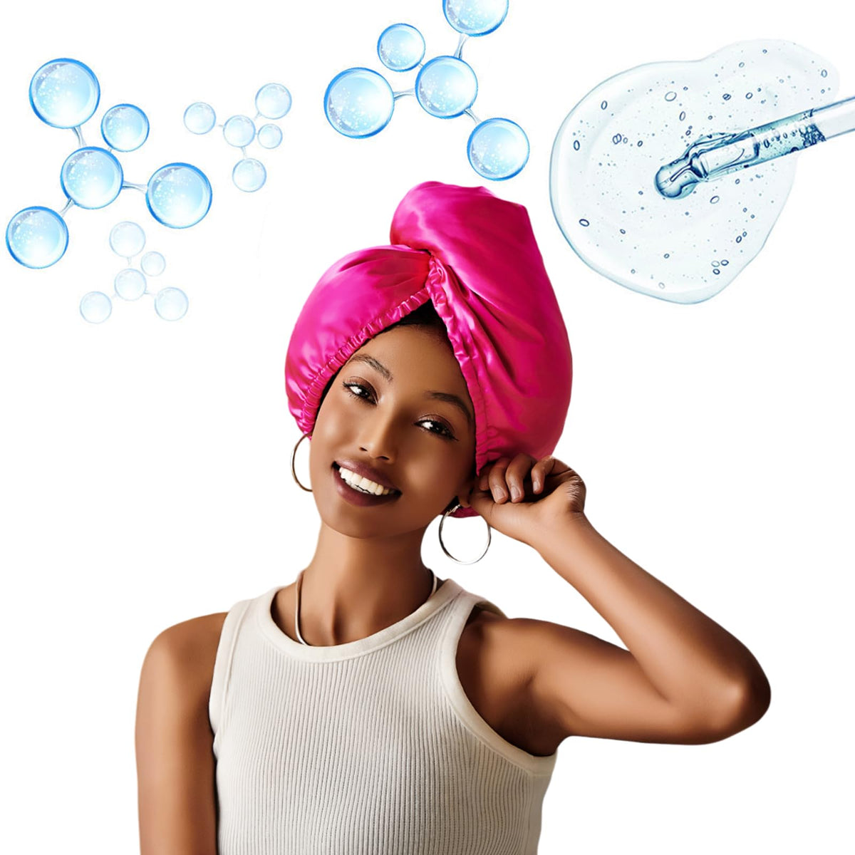 PROMEED Hyaluronic-Infused 23 Momme Mulberry Silk Hair Turban