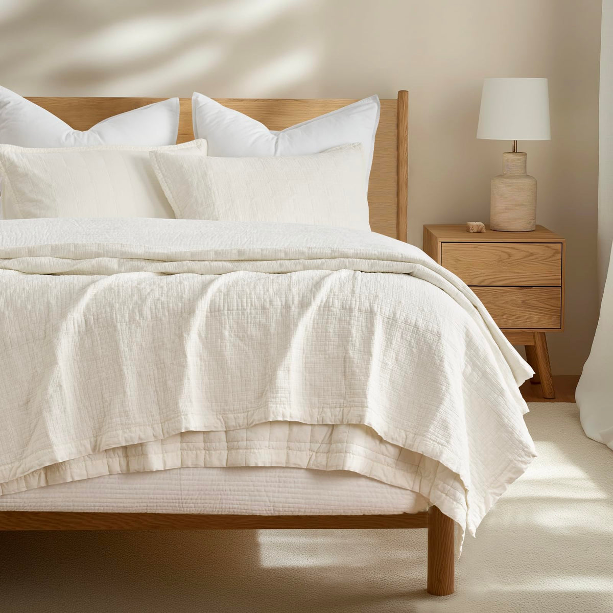 EVERGRACEHOME Stonewashed Cotton Quilt Bedding Set