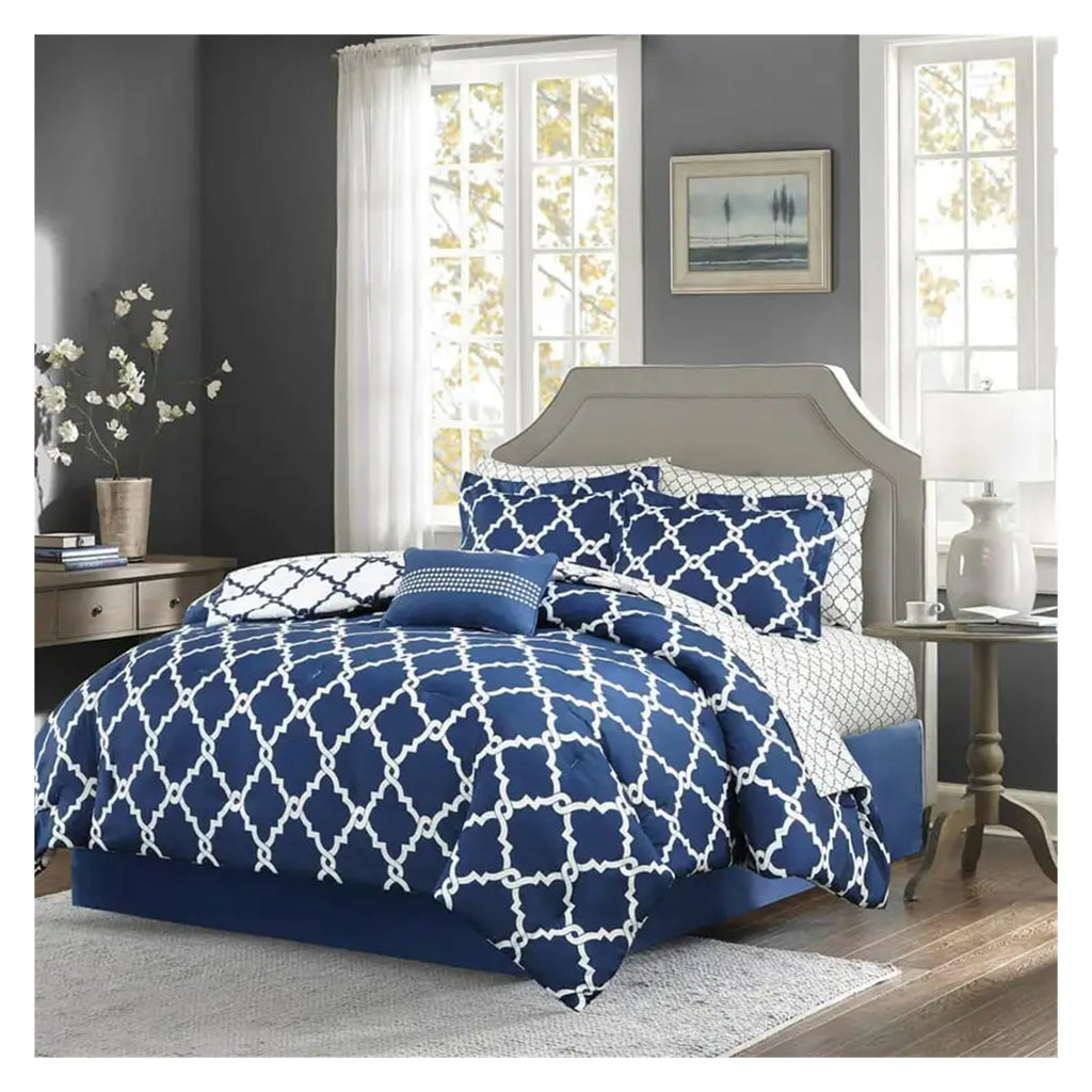 YUSIWOAL Navy Reversible Bed-in-a-Bag Comforter Set