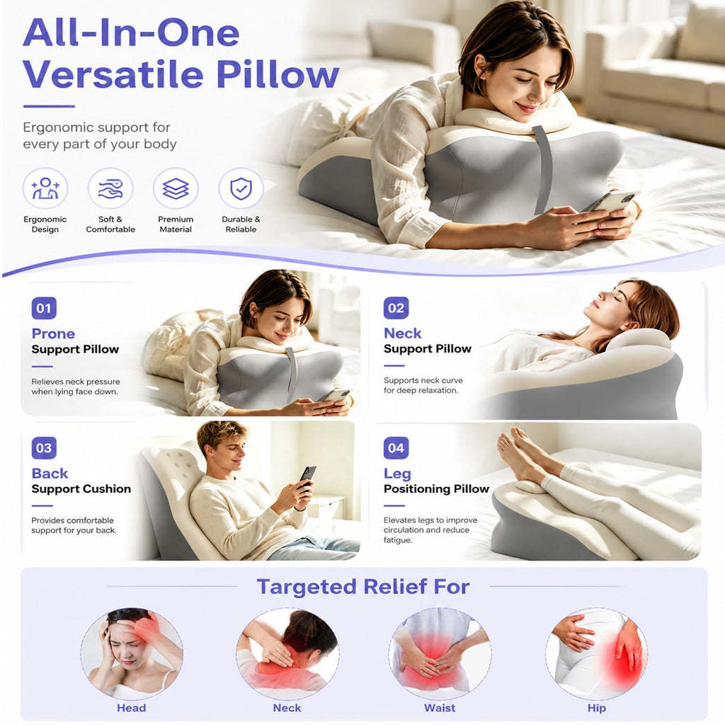 ZLGONRL Ergonomic Face-Down Memory Foam Wedge Pillow