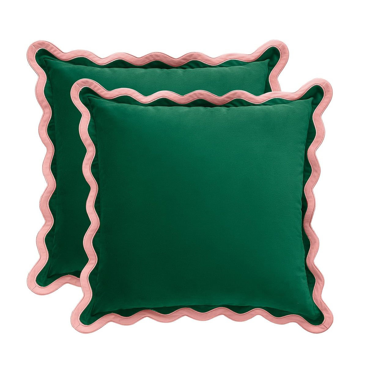 MONDAY MOOSE Velvet Scalloped Throw Pillow Covers, Set of 2
