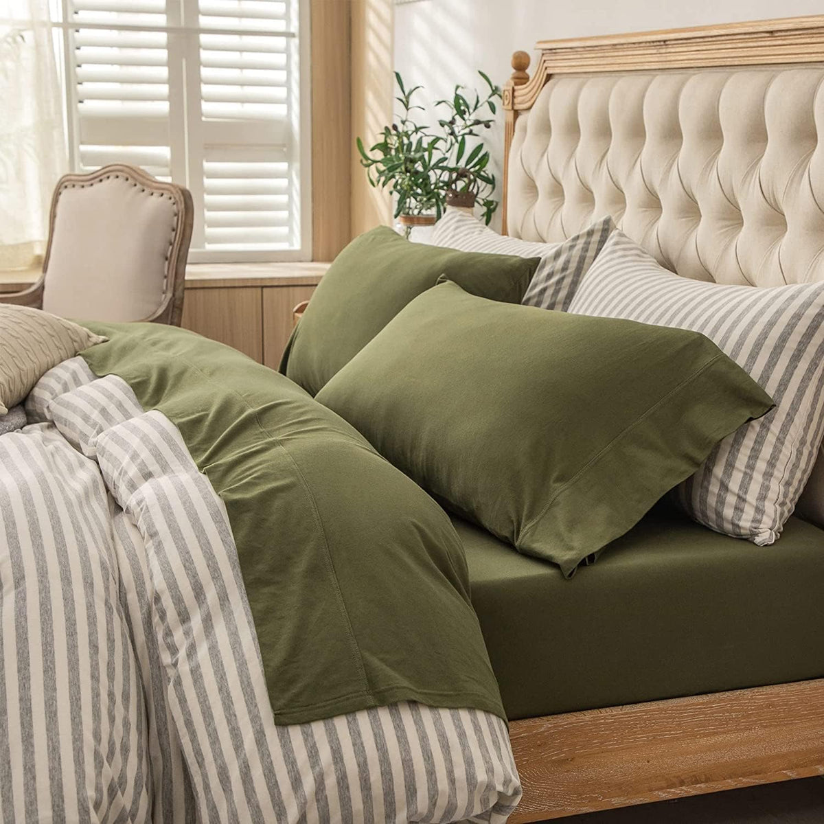 PURE ERA Soft Jersey Knit Cotton Bed Sheet Set