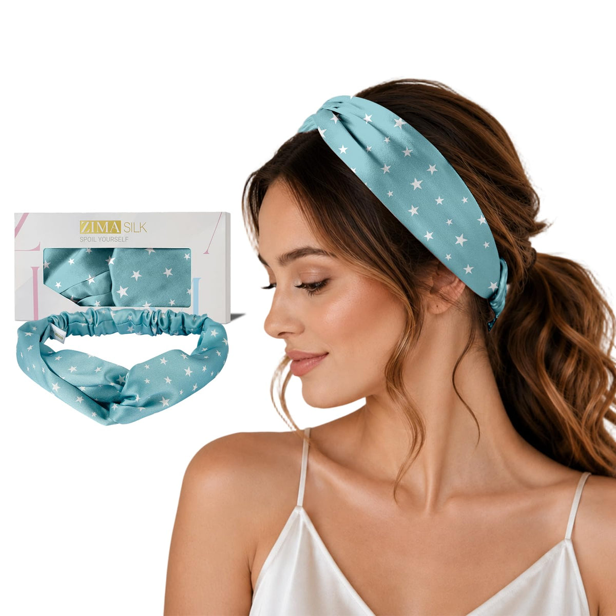 ZIMASILK Adjustable Mulberry Silk Elastic Headband
