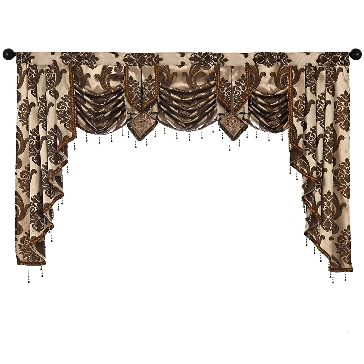 NAPEARL European Jacquard Waterfall Swag Curtain Valance