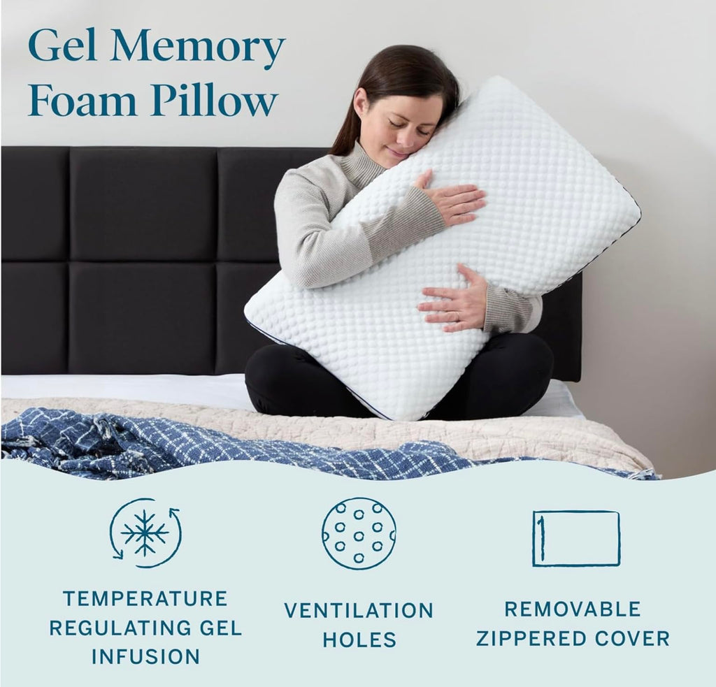 Cooling Gel Memory Foam Pillows, Standard, 2-Pack