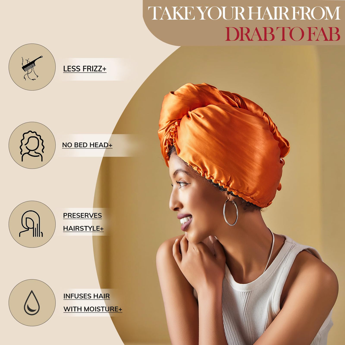 PROMEED Hyaluronic-Infused 23 Momme Mulberry Silk Hair Turban