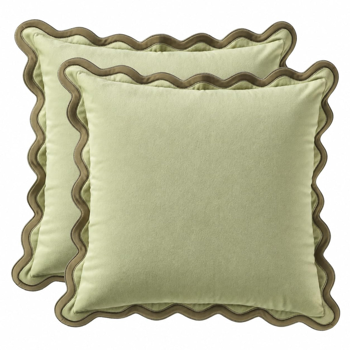 MONDAY MOOSE Velvet Scalloped Throw Pillow Covers, Set of 2