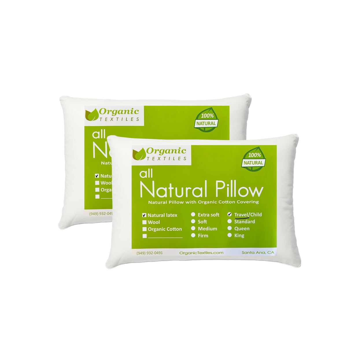 ORGANIC TEXTILES Latex Pillow with GOTS Organic Cotton Cover