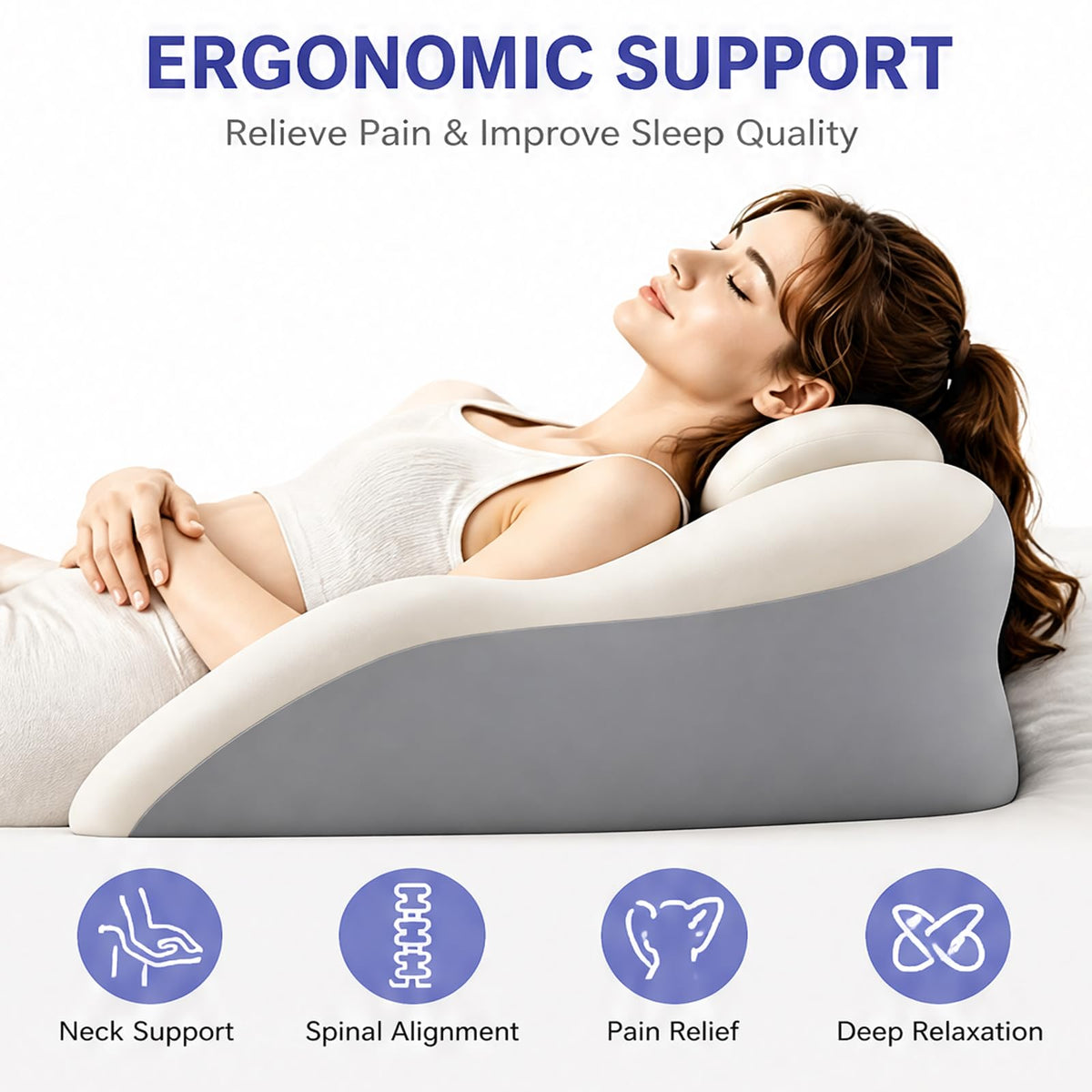 ZLGONRL Ergonomic Face-Down Memory Foam Wedge Pillow