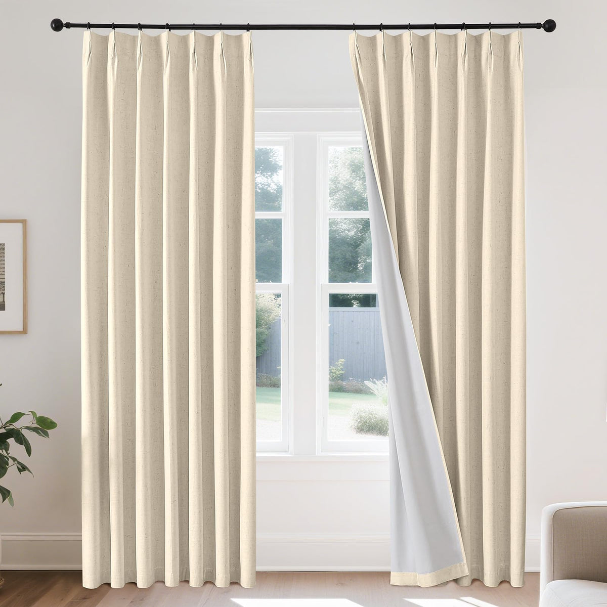 Joydeco ZJM647 Light-Filtering Linen-Blend Curtains