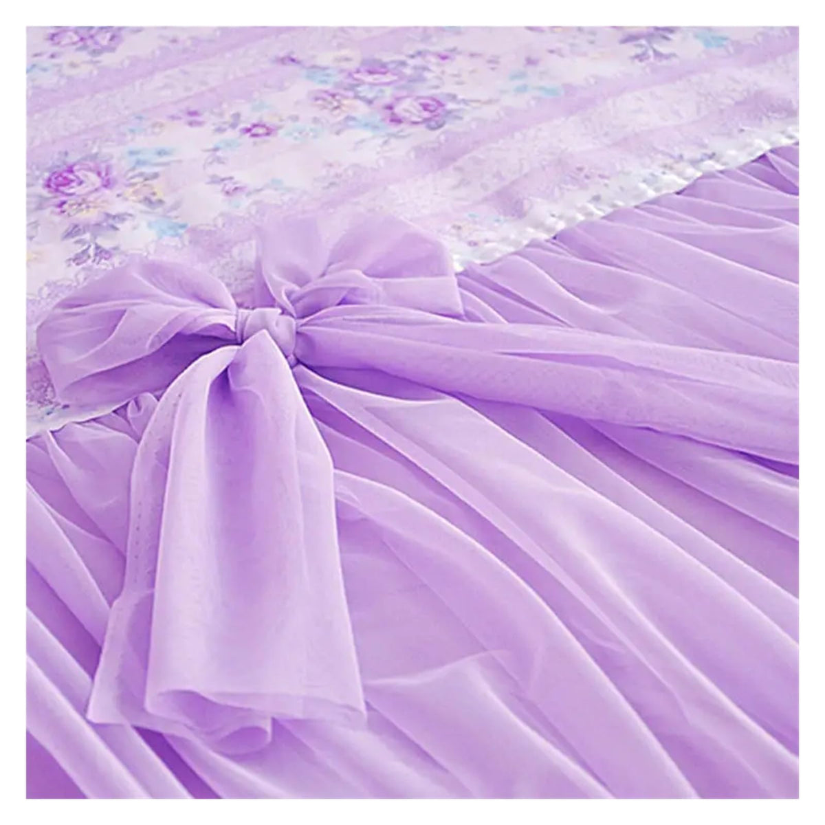 AdduE Cotton Purple Floral Lace Princess Duvet Cover Set