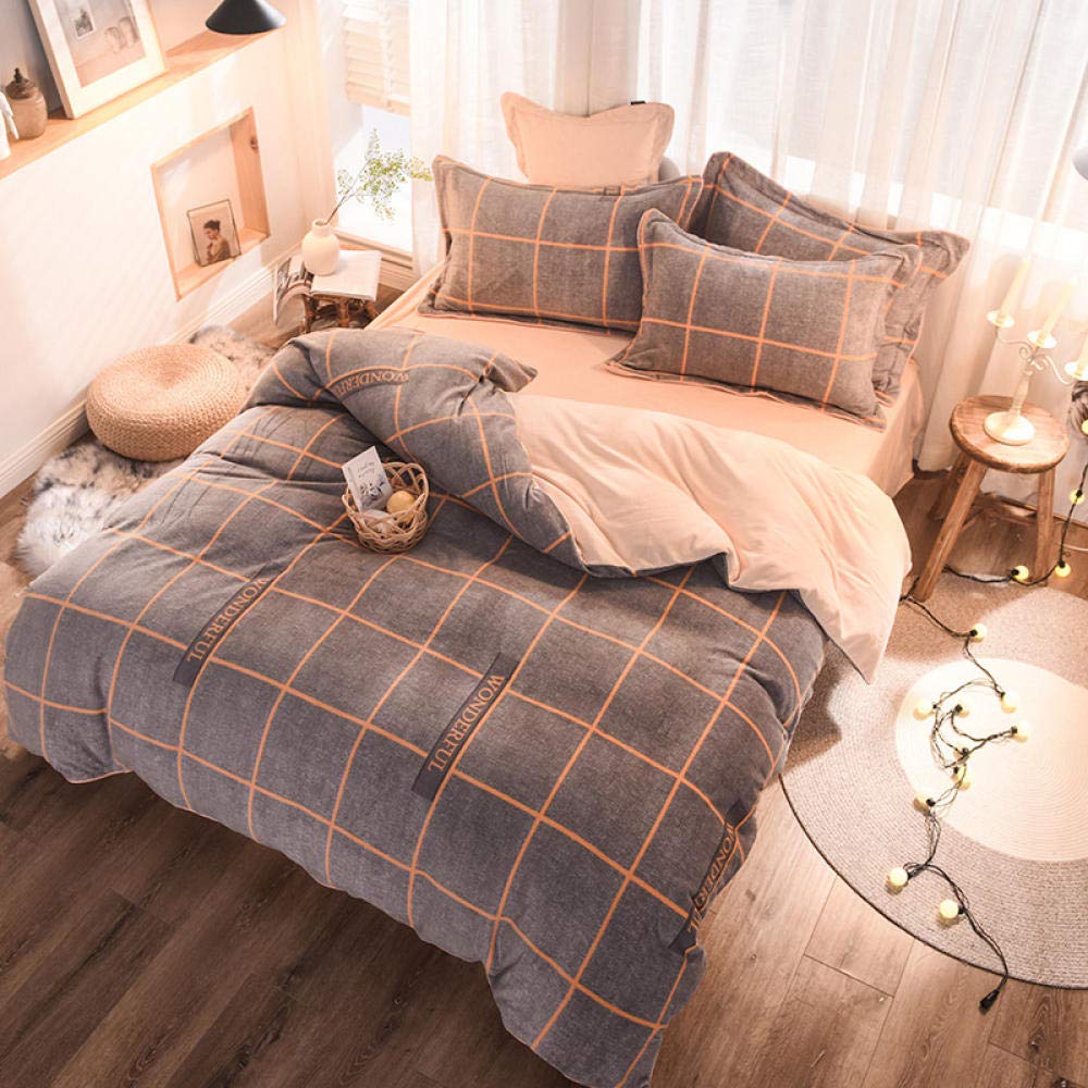 Coffee Flannel Bed Sheet Set for 2.0m Bed, 4-Piece