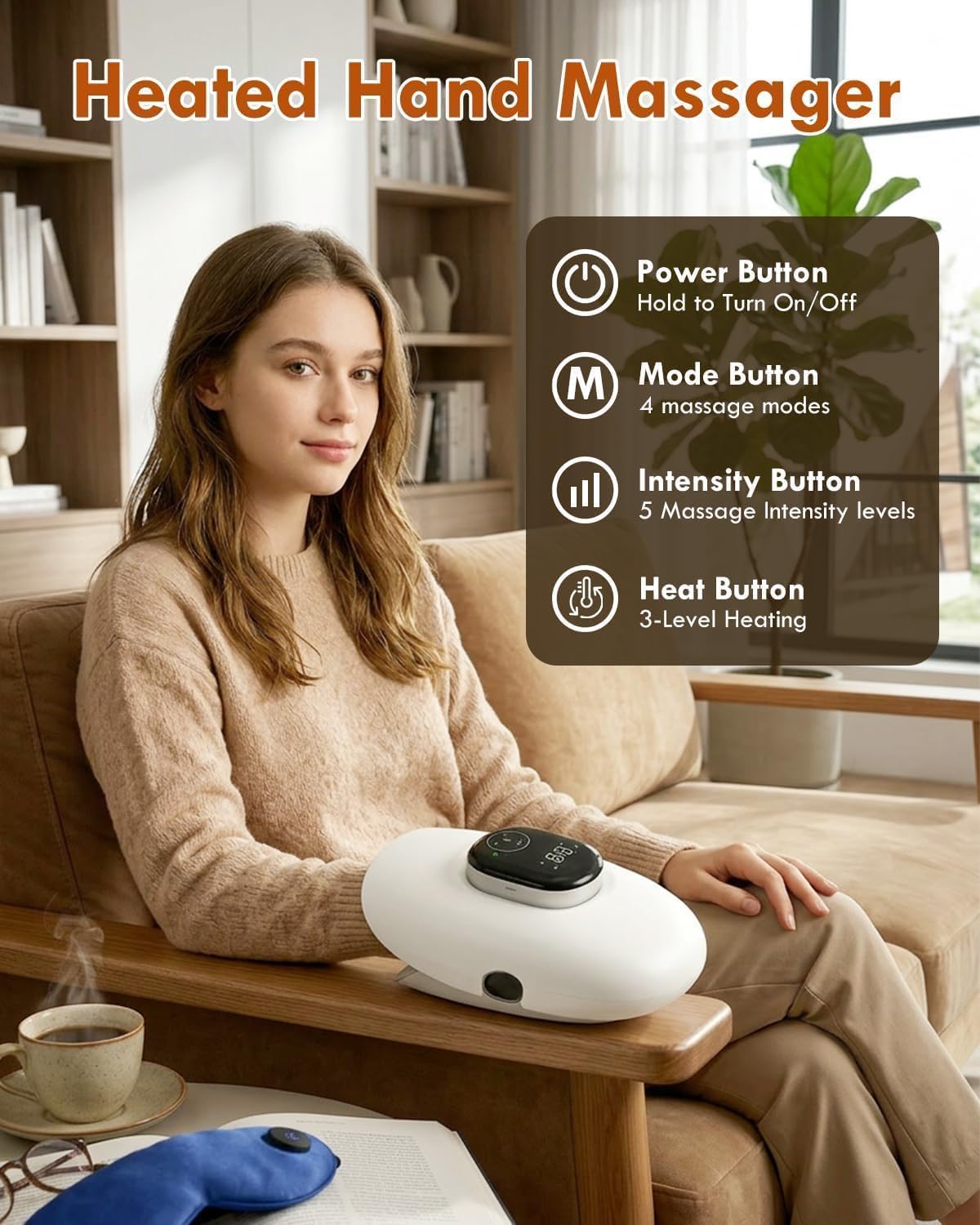 Cordless Heated Eye Mask & Air Compression Hand Massager
