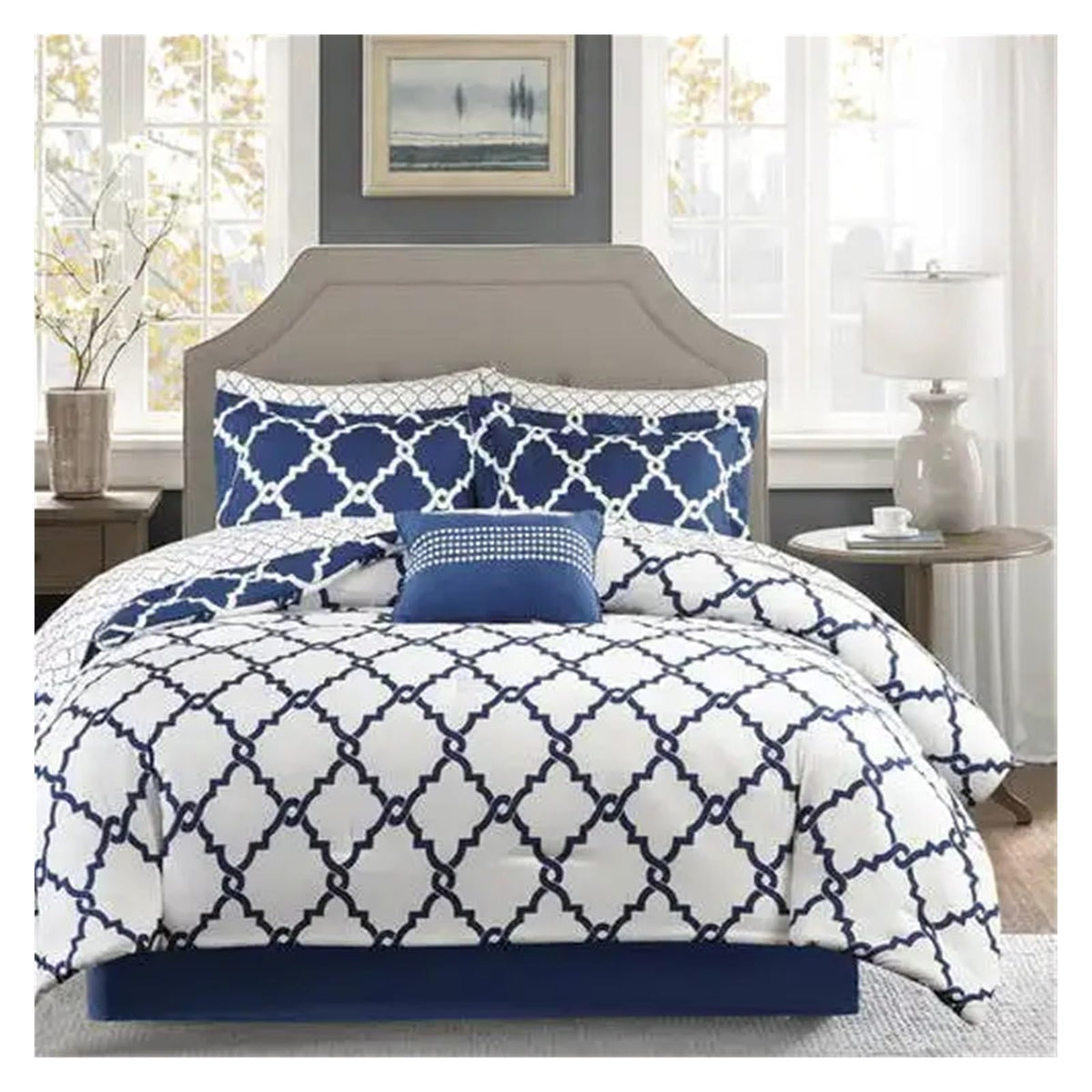 YUSIWOAL Navy Reversible Bed-in-a-Bag Comforter Set