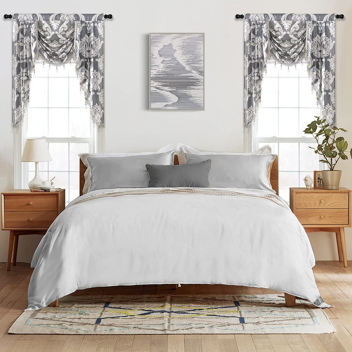 NAPEARL European Jacquard Waterfall Swag Curtain Valance