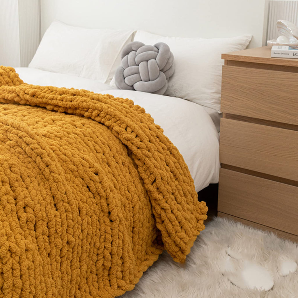 ZDJZMGZ Handmade Chenille Chunky Knit Throw, 120 x 150 cm