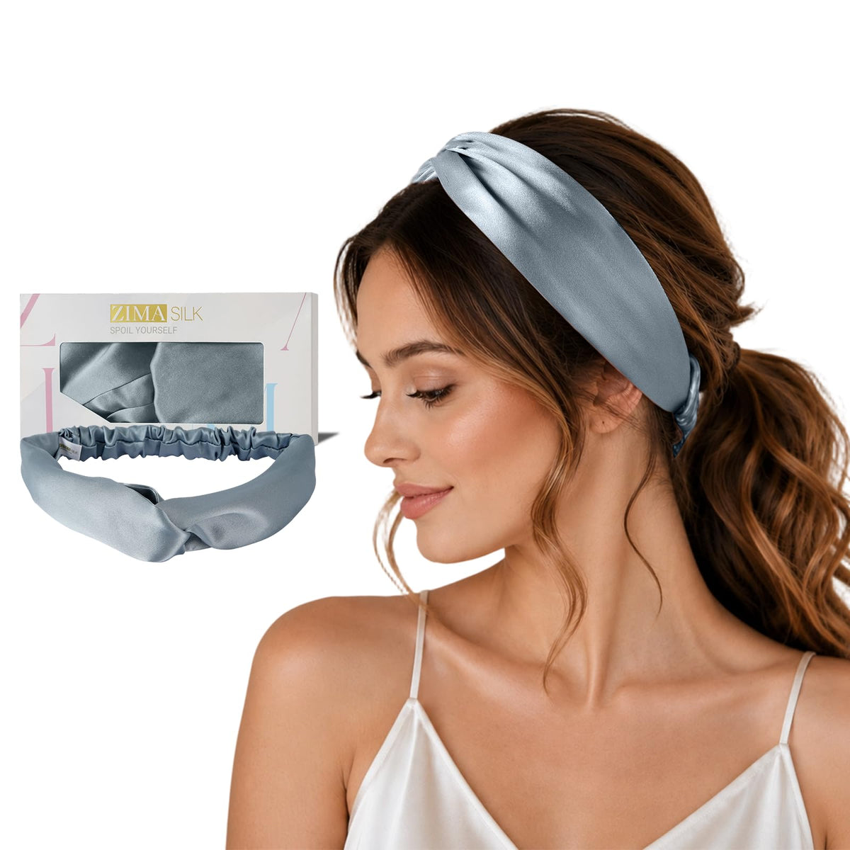 ZIMASILK Adjustable Mulberry Silk Elastic Headband