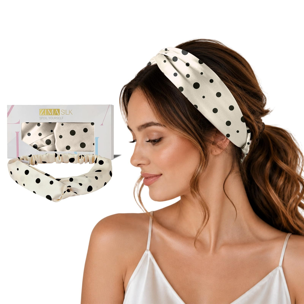 ZIMASILK Adjustable Mulberry Silk Elastic Headband
