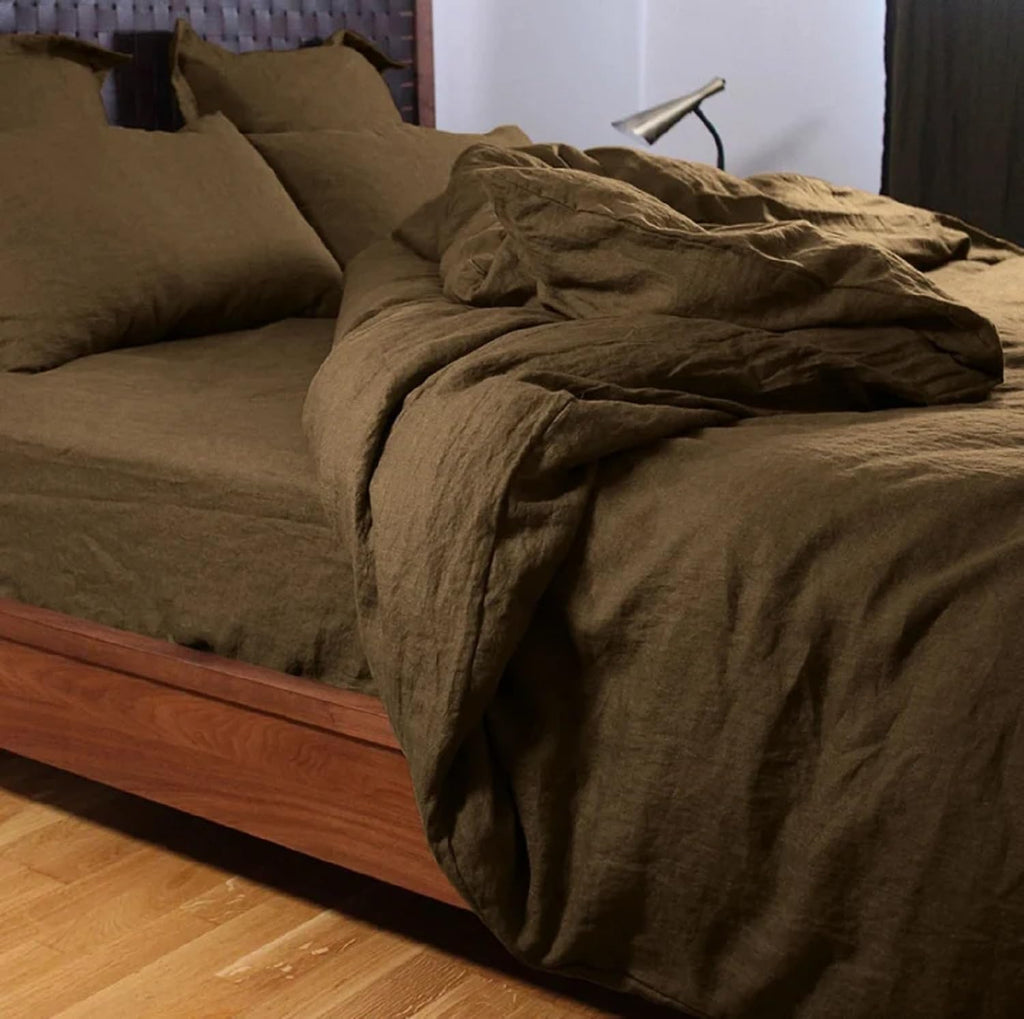 Magic Bedding Coffee Washed Cotton Reversible Duvet Cover Set