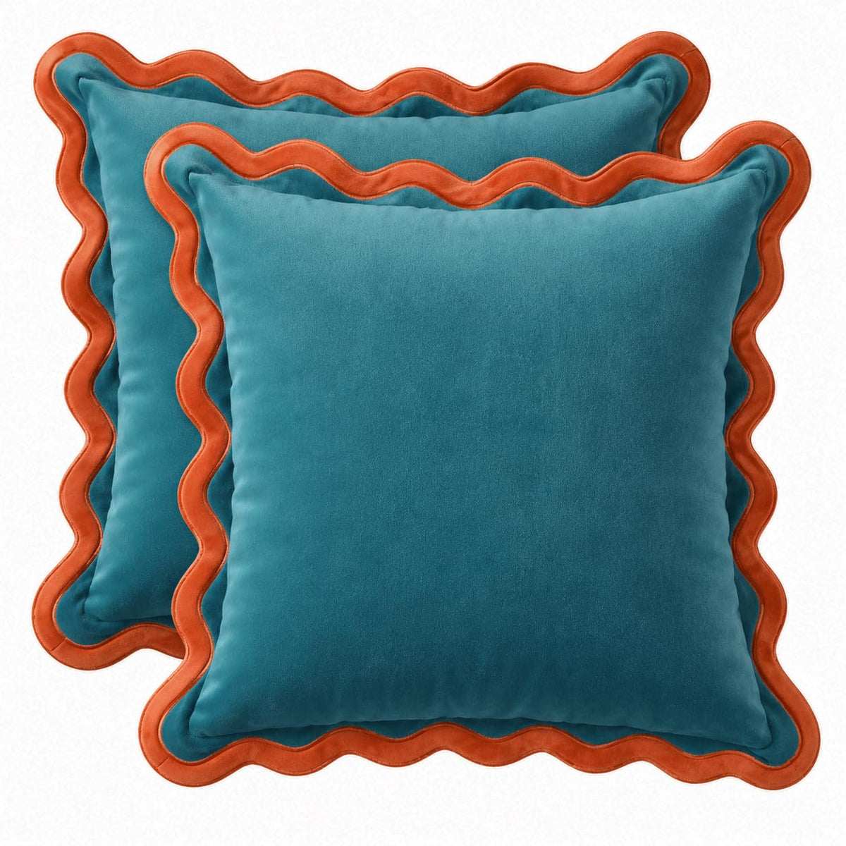 MONDAY MOOSE Velvet Scalloped Throw Pillow Covers, Set of 2
