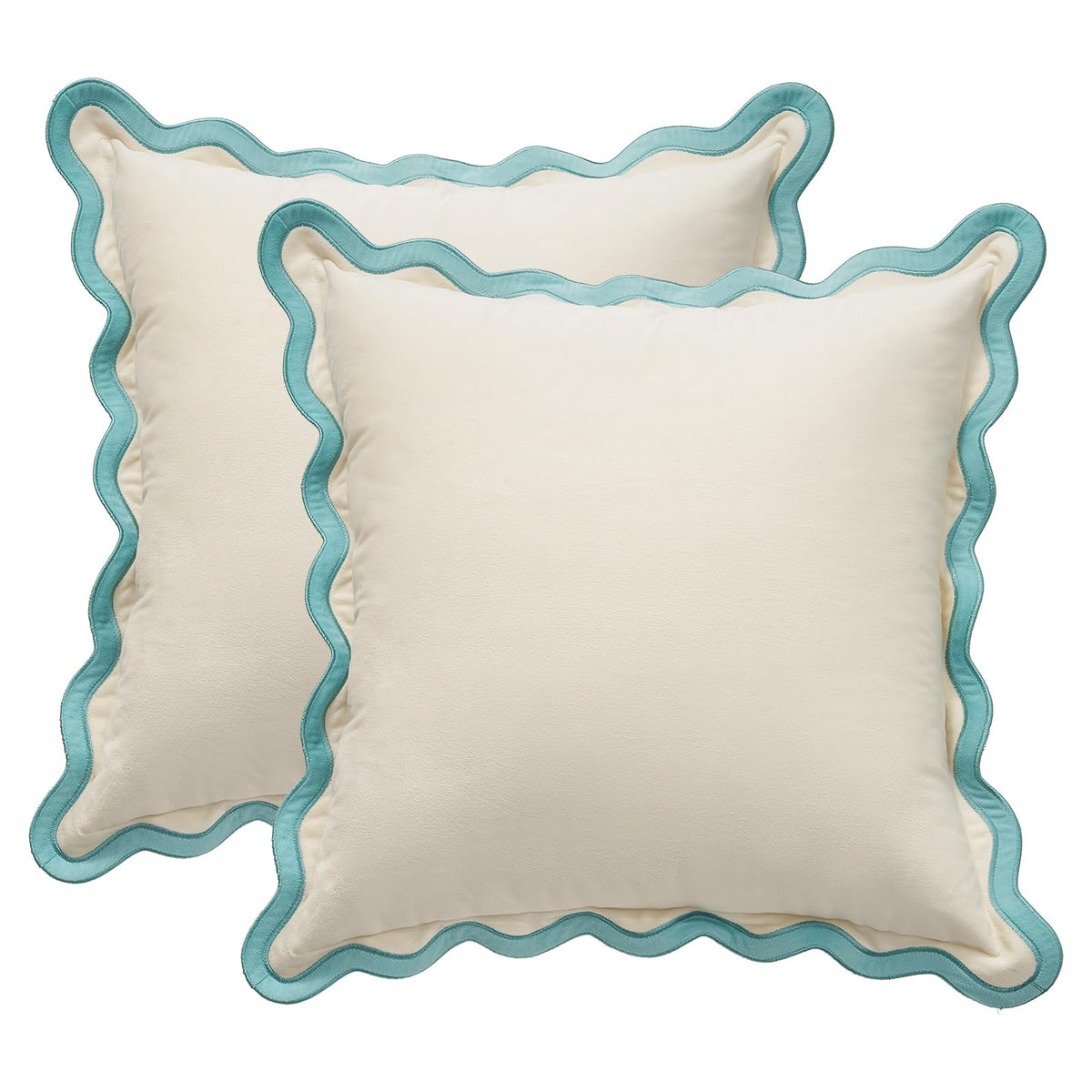 MONDAY MOOSE Velvet Scalloped Throw Pillow Covers, Set of 2
