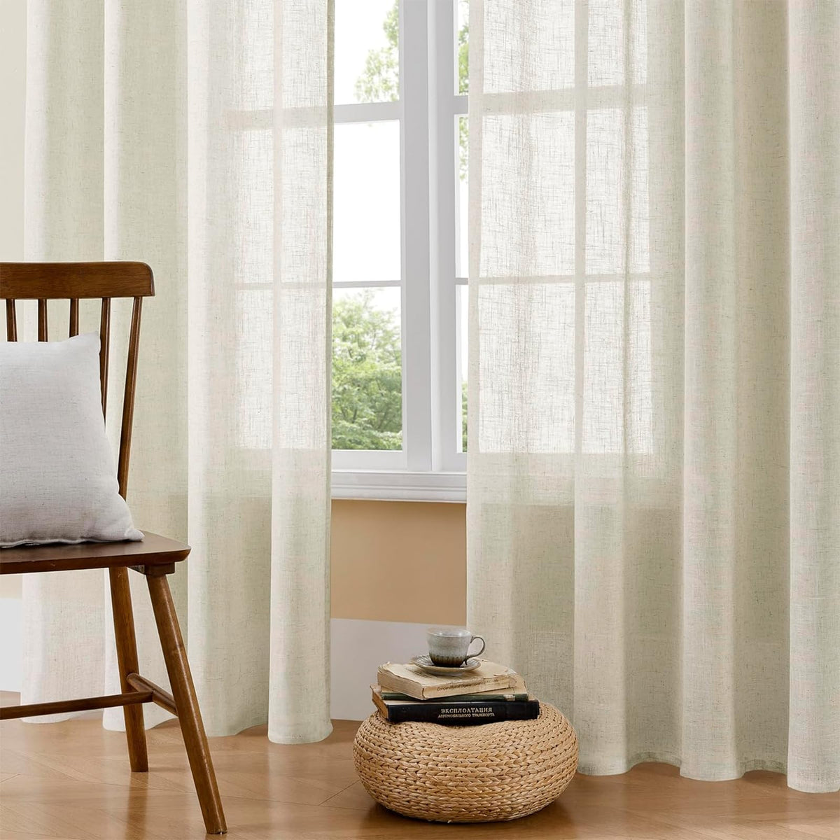 Joydeco ZJM647 Light-Filtering Linen-Blend Curtains