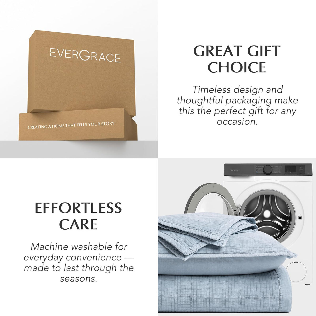 EVERGRACEHOME Stonewashed Cotton Quilt Bedding Set