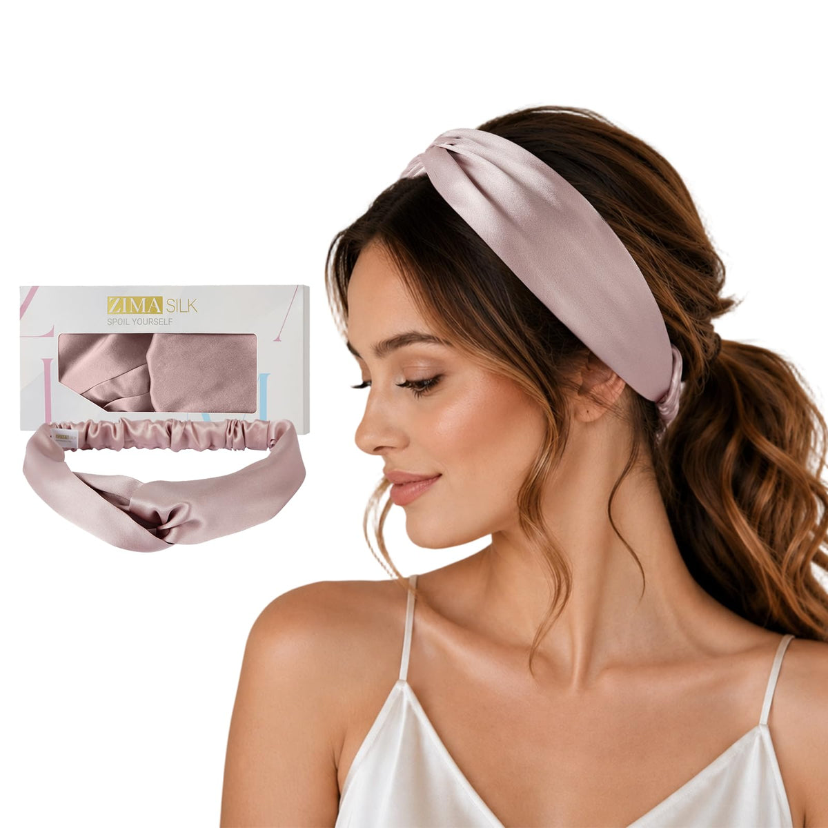 ZIMASILK Adjustable Mulberry Silk Elastic Headband