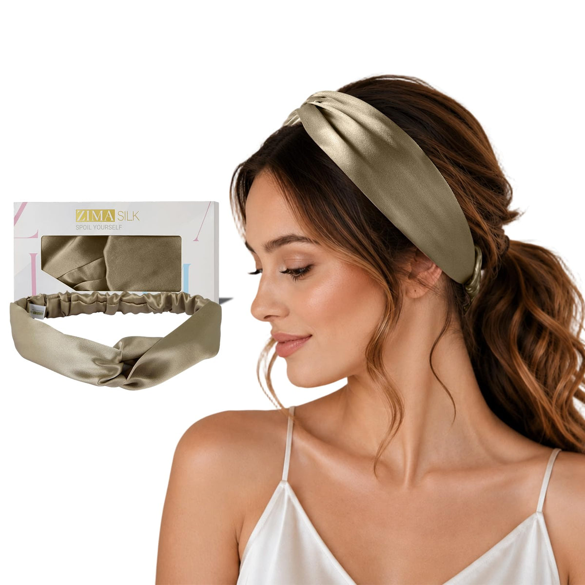 ZIMASILK Adjustable Mulberry Silk Elastic Headband