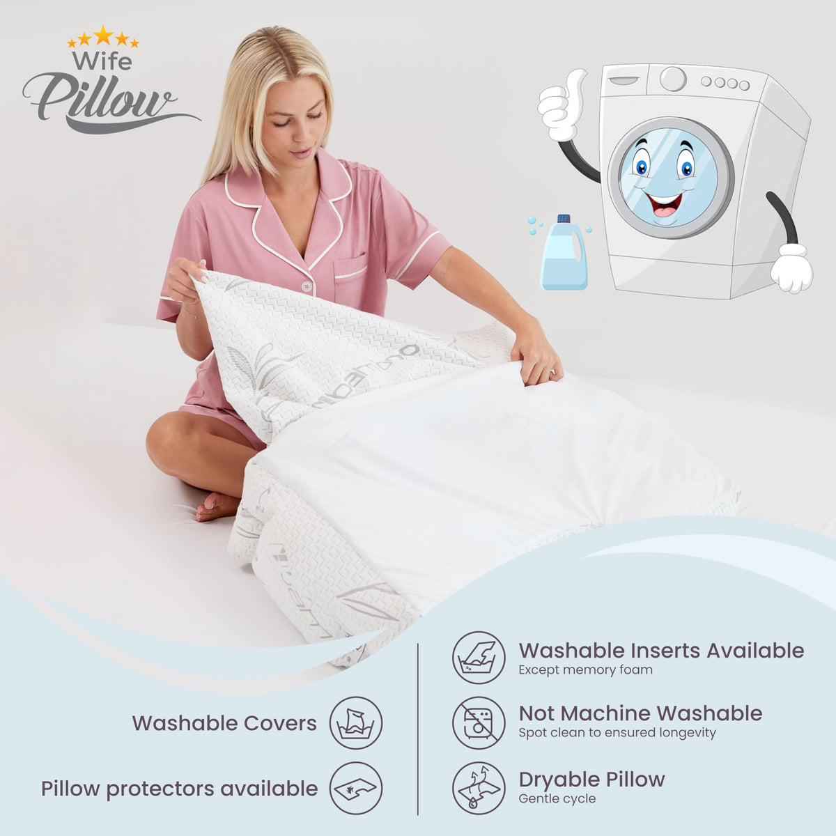 Adjustable Arm & Body Positioning Pillow with Zipper Access